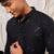 mens black cotton kurta with silk blend pant set - formal festive ethnic wear with sequin embroidery