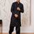 mens black cotton kurta with viscose patiala set - festive ethnic wear with sequin embroidery