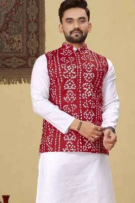 Red printed soft cotton straight koti kurta 2