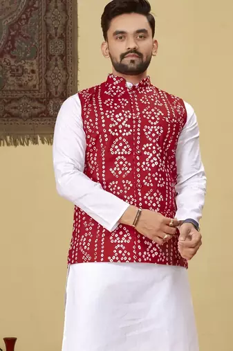 Red printed soft cotton straight koti kurta
