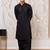 mens black cotton kurta with viscose patiala set - festive ethnic wear with sequin embroidery