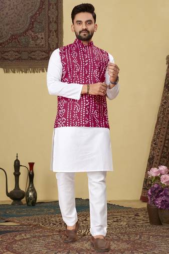 Rani pink printed soft cotton straight koti kurta