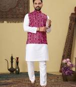 Rani pink printed soft cotton straight koti kurta