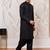 mens black cotton kurta with viscose patiala set - festive ethnic wear with sequin embroidery
