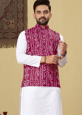 Rani pink printed soft cotton straight koti kurta 2
