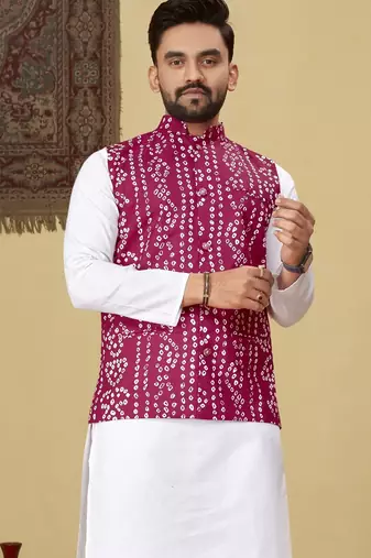 Rani pink printed soft cotton straight koti kurta