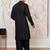 mens black cotton kurta with viscose patiala set - festive ethnic wear with sequin embroidery