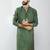 men mehendi green silk blend embroidered long kurta  wedding & festive wear