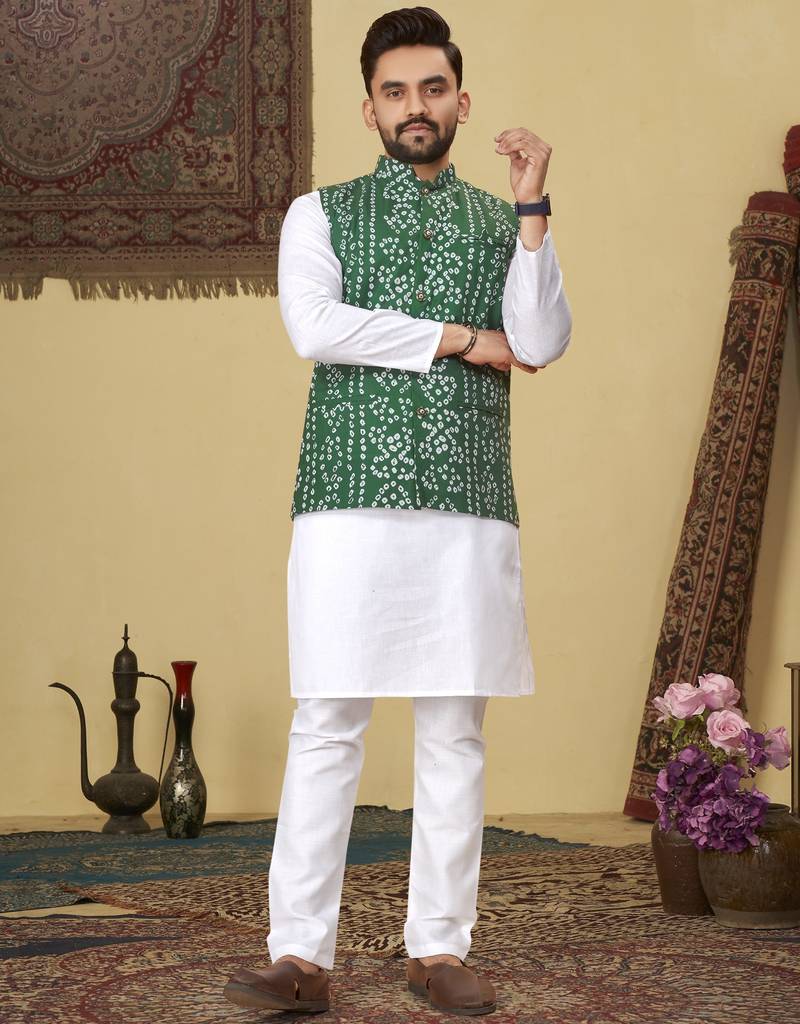 Green printed soft cotton straight koti kurta