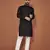 Black embroidered cotton straight kurta