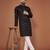 Black embroidered cotton straight kurta