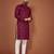 Maroon embroidered cotton straight kurta