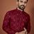 Maroon embroidered cotton straight kurta