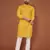 Yellow embroidered cotton straight kurta