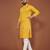 Yellow embroidered cotton straight kurta