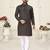 Black jacquard linen cotton straight kurta