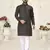 Black jacquard linen cotton straight kurta