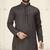 Black jacquard linen cotton straight kurta