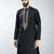 men black silk embroidered kurta  wedding & festive wear