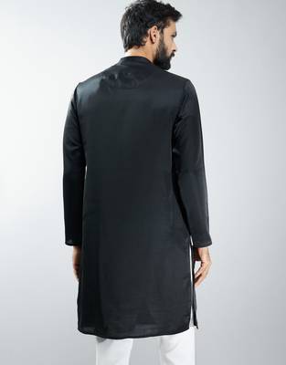 men black silk embroidered kurta  wedding & festive wear 5