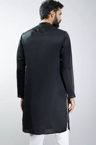 men black silk embroidered kurta  wedding & festive wear