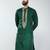 men bottle green silk embroidered kurta  wedding & festive wear