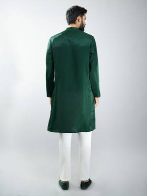 men embroidered kurta pyjama set with cream satin pyjama  wedding & festive wear 5