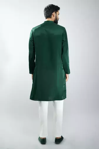 men embroidered kurta pyjama set with cream satin pyjama  wedding & festive wear
