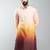 men brown silk blend ombre printed long kurta  wedding & festive wear