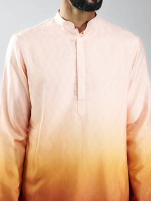 men brown silk blend ombre kurta set with cream pant  wedding & festive wear 2