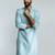 men aqua cotton blend jacquard embroidered long kurta  wedding & festive wear