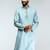 men aqua cotton blend jacquard embroidered long kurta  wedding & festive wear
