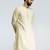 men yellow cotton blend jacquard embroidered long kurta  wedding & festive wear