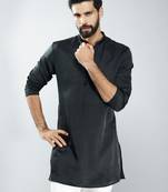 men silk kurta  solid mid-length kurta for wedding & festive wear