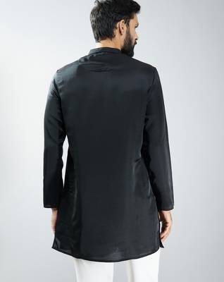 men silk kurta  solid mid-length kurta for wedding & festive wear 5