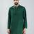 men bottle green silk kurta  solid mid-length kurta for wedding & festive wear