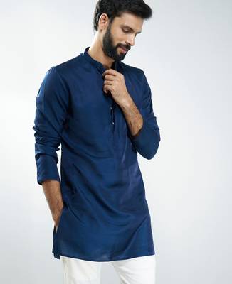 men silk kurta  solid mid-length kurta for wedding & festive wear 1