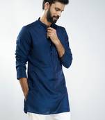 men silk kurta  solid mid-length kurta for wedding & festive wear