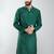 men bottle green silk blend mirror work long kurta  wedding & festive wear