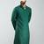 men bottle green silk blend mirror work long kurta  wedding & festive wear