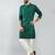 men bottle green silk blend mirror work kurta set with cream pyjama  wedding & festive wear