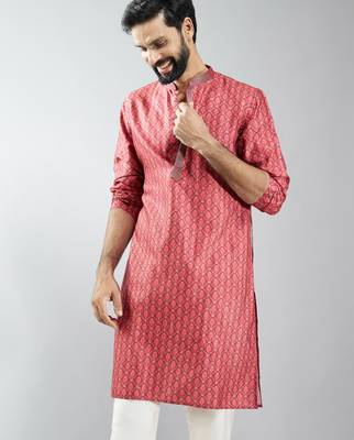 men maroon silk blend digital print kurta with sequin work  wedding & festive wear 1