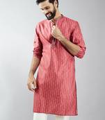 men maroon silk blend digital print kurta with sequin work  wedding & festive wear