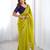 Elegant lime green crunchy fabric saree with multi embroidery & stone work