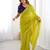 Elegant lime green crunchy fabric saree with multi embroidery & stone work