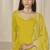 Yellow roman silk embroidered salwar suit