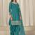 Turquoise roman silk embroidered salwar suit