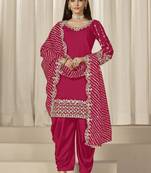 Pink roman silk embroidered salwar suit