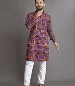 Multicolor printed cotton straight kurta