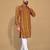 Mustard printed cotton straight kurta